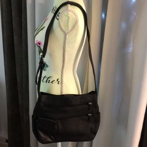 Vintage Black Leather & Nylon Bag-Relic by Fossil